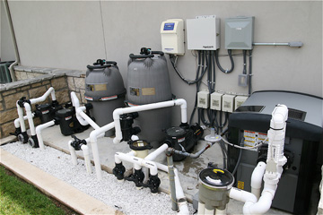 Pool equipment set and connected to electrical.